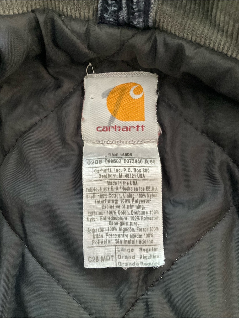 Vintage Carhartt Distressed Chore Jacket Navy Blue Mens Size L C26 MDT - Picture 9 of 16